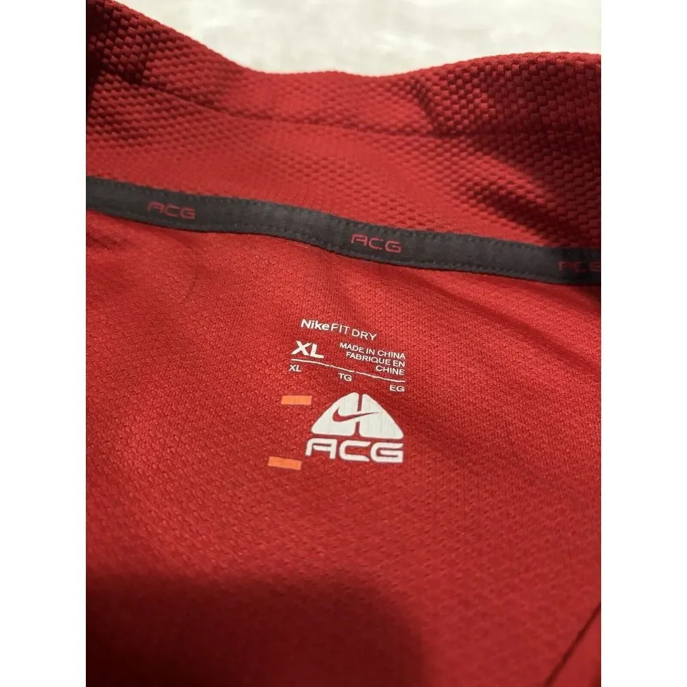 Nike Dri‎ Fit ACG  Activewear Top Mens XL Red Black 1/4 Zip Pullover Long Sleeve - Picture 3 of 10